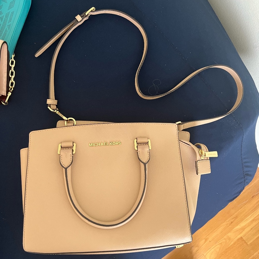 Michael Kors Sheila Medium Faux Saffiano Leather Satchel